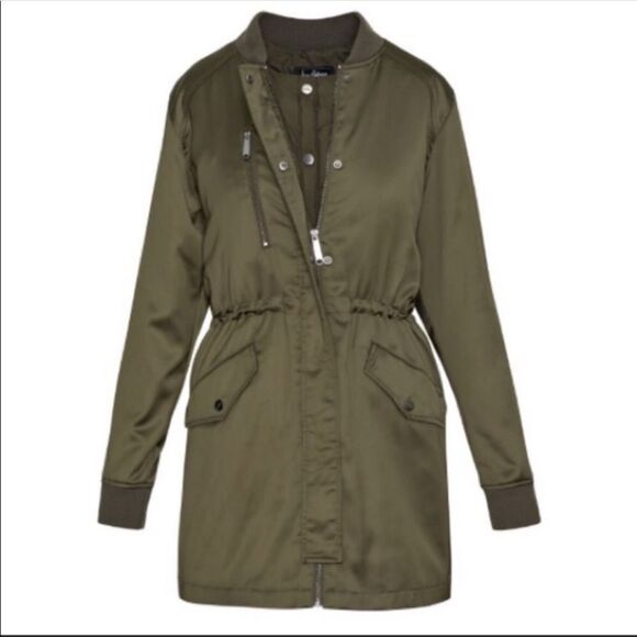 NWT Sam Edelman JacketSatin Olive Green Bomber With Puffy Vest Size XS/S